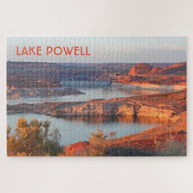 Lake Powell: Dam and Bridge at sunrise Jigsaw Puzzle (Horizontal)