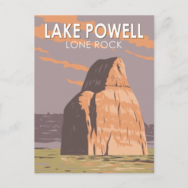 Lake Powell Lone Rock Travel Art Vintage Postcard (Front)