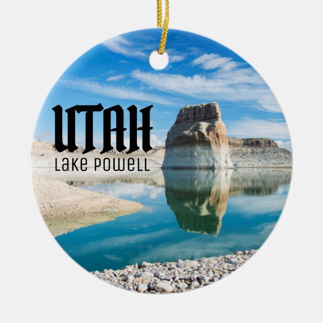 Lake Powell Utah Lone Rock Ceramic Tree Decoration (Front)