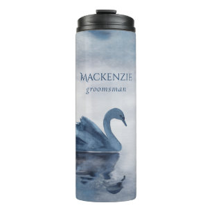 Lake Reflections   Dusty Blue Swan Bridal Party Thermal Tumbler