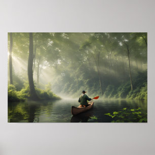 Lake Reflections: Serenity in the Canoe Poster