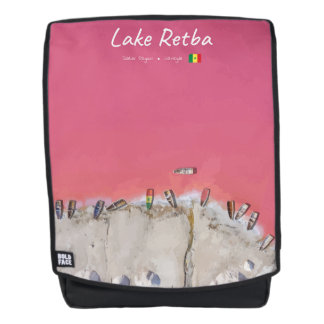 Lake Retba, Senegal - Pink Lake Boats Backpack