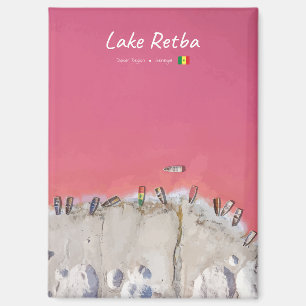 Lake Retba, Senegal - Pink Lake Boats Flat Magnet
