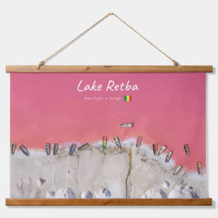 Lake Retba, Senegal - Pink Lake Boats Hanging Tapestry