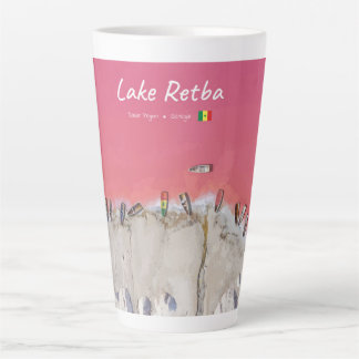 Lake Retba, Senegal - Pink Lake Boats Large Latte Mug
