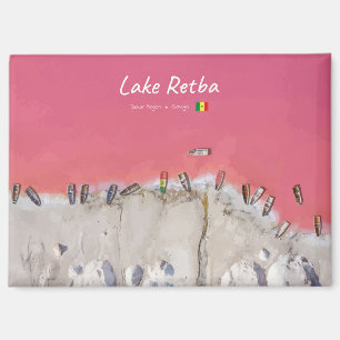 Lake Retba, Senegal - Pink Lake Boats Magnet