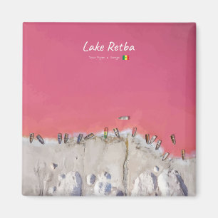 Lake Retba, Senegal - Pink Lake Boats Magnet