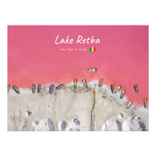 Lake Retba, Senegal - Pink Lake Boats Photo Print