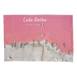 Lake Retba, Senegal - Pink Lake Boats Pillowcase