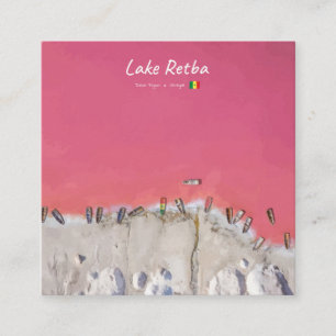 Lake Retba, Senegal - Pink Lake Boats Square Business Card