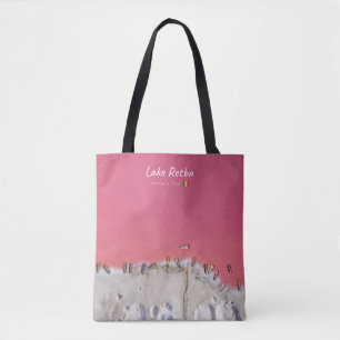 Lake Retba, Senegal - Pink Lake Boats Tote Bag