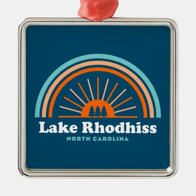 Lake Rhodhiss North Carolina Rainbow Metal Tree Decoration (Front)