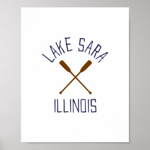 Lake Sara Illinois Outdoors Vintage Poster