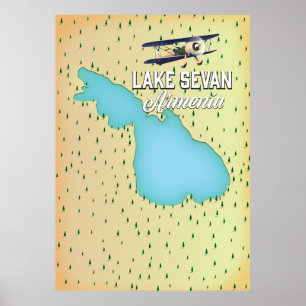 Lake Sevan Armenia map Poster