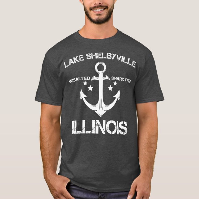 LAKE SHELBYVILLE ILLINOIS Funny Fishing Camping T-Shirt (Front)