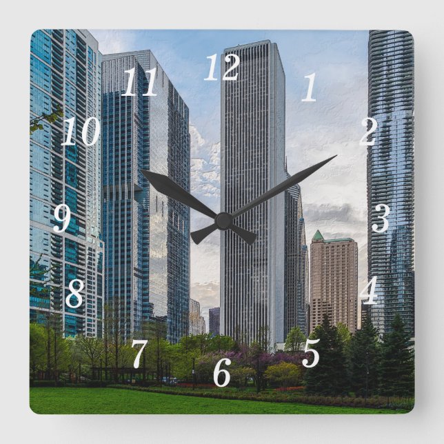 Lake Shore Park Painterly Wall Clock (Front)