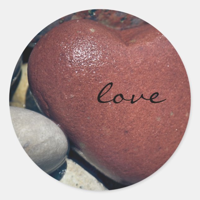 Lake Shore Red Heart Stone Classic Round Sticker (Front)