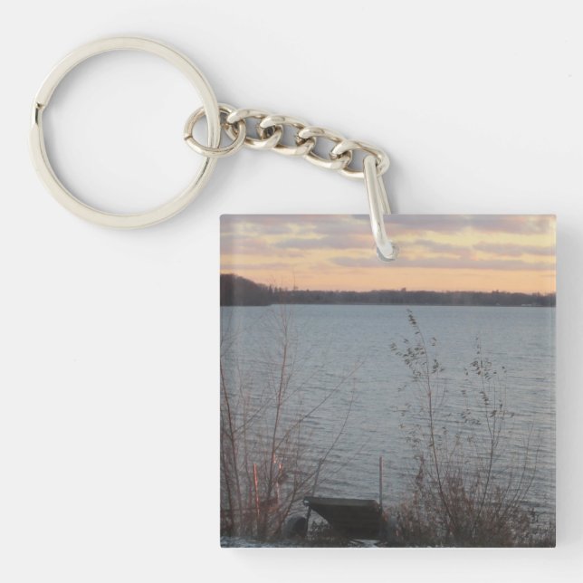 Lake Shore Sunset Acrylic Keychain (Front)