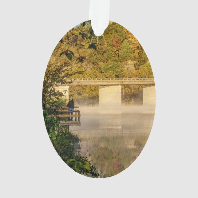 Lake Springfield Autumn Fishing Ornament (Back)