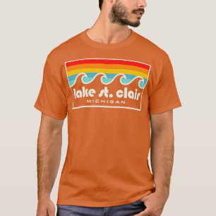 Lake St Clair Fishing Michigan Retro Vintage Waves T-Shirt