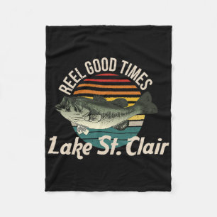 Lake St Clair Lake Life Reel Good Times Fishing Fleece Blanket