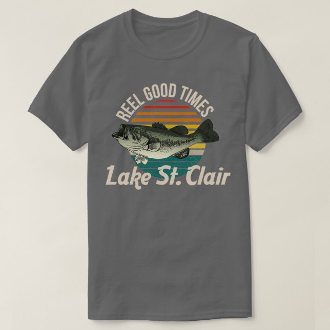 Lake St Clair Reel Good Times Lakes Fisherman Vint T-Shirt (Design Front)