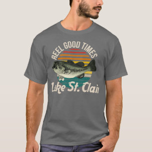 Lake St Clair Reel Good Times Lakes Fisherman Vint T-Shirt