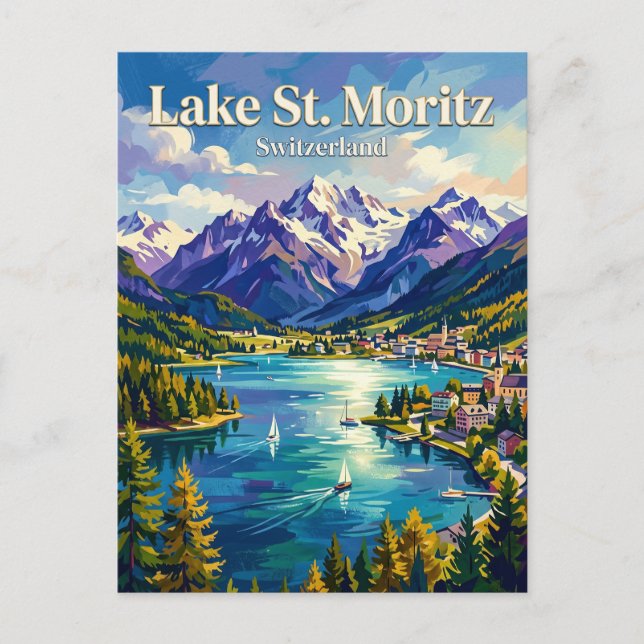 Lake St. Moritz Switzerland Postcard (Front)