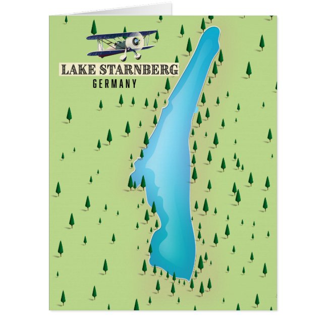 Lake Starnberg Germany vintage style map poster. (Front)