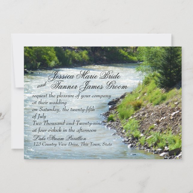 Lake Stream Nature Photography Wedding Invitation (Front)