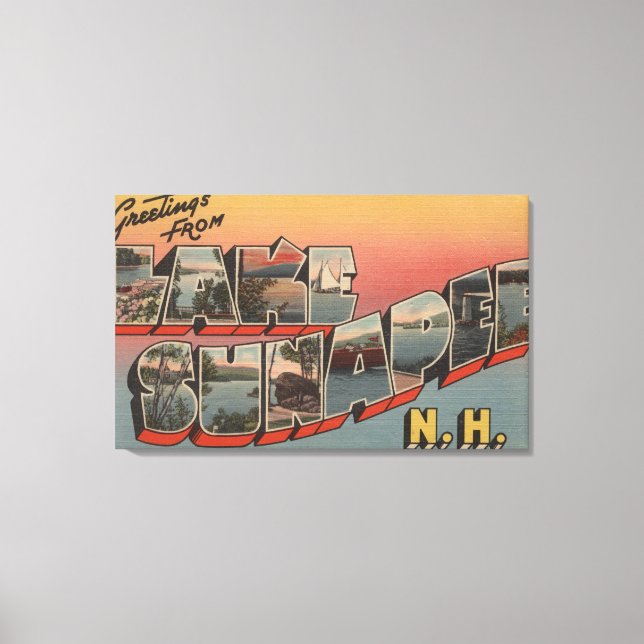 Lake Sunapee, New Hampshire - Large Letter Canvas Print (Front)