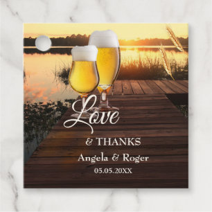 Lake Sunset Beer Wedding Favour Tag