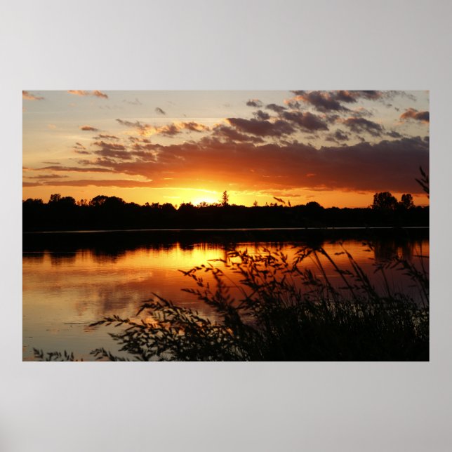Lake Sunset Landscape Photo Nature Wall Poster (Front)
