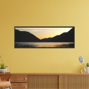Lake Sunset Silhouette Photographic Landscape Canvas Print