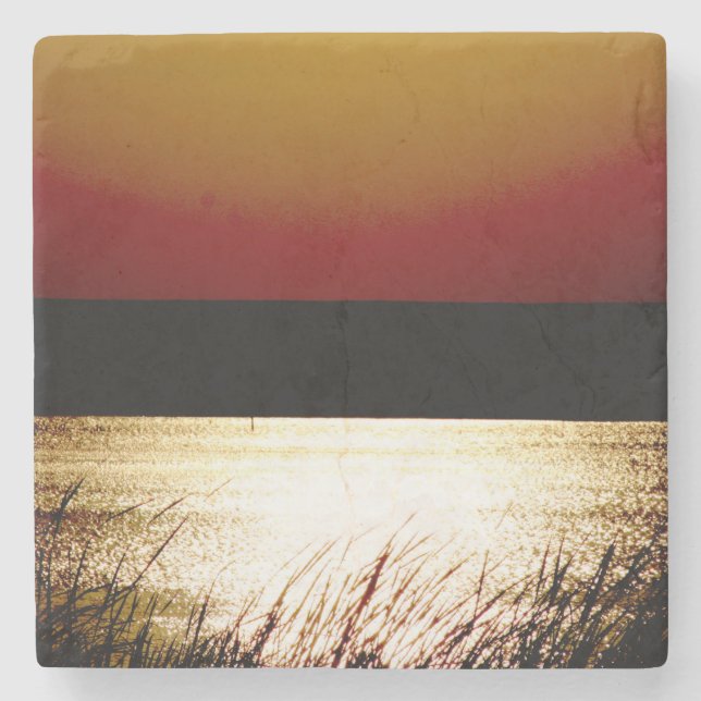 Lake Sunset Stone Coaster (Front)