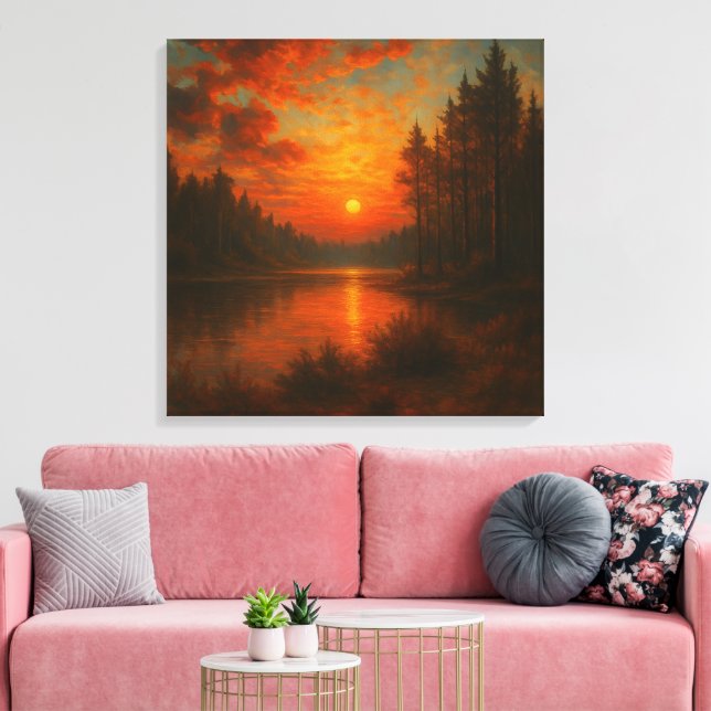 Lake Sunset – Tranquil Wall Art, Nature Home Decor (Insitu(LivingRoom))