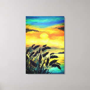 Lake Sunset - Watercolor Canvas Print