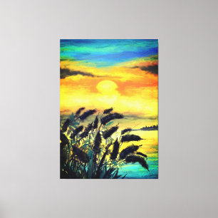 Lake Sunset - Watercolor Canvas Print