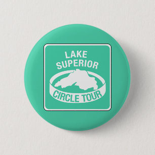 Lake Superior Circle Tour, Traffic Sign, USA 6 Cm Round Badge