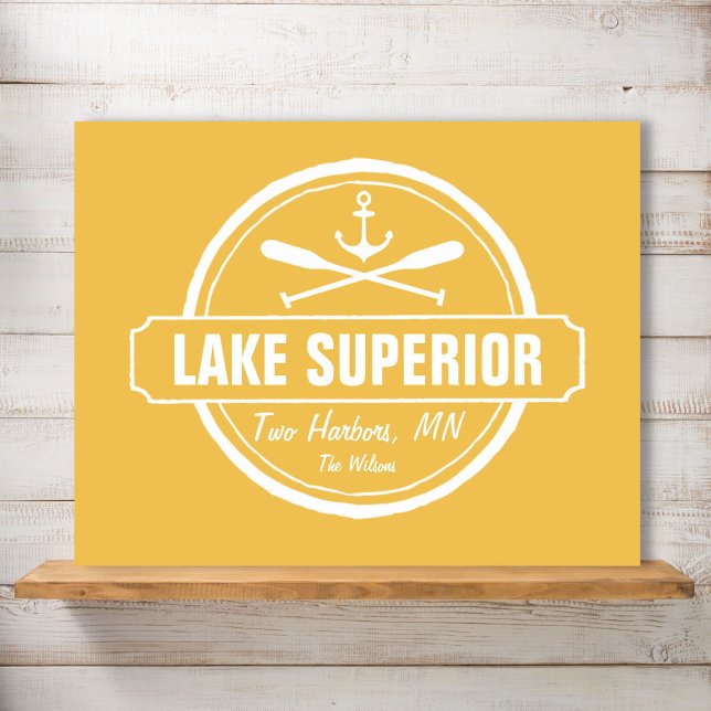 Lake Superior, custom town, name, anchor, paddles Poster (Creator Uploaded)