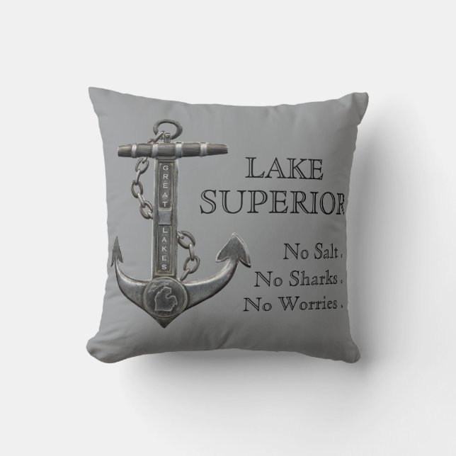 Lake Superior distressed nautical pirate anchor Cushion (Front)