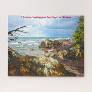 Lake Superior Michigan.Christmas Greetings Jigsaw Puzzle