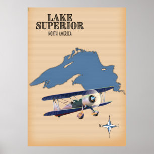 Lake Superior North America map Poster