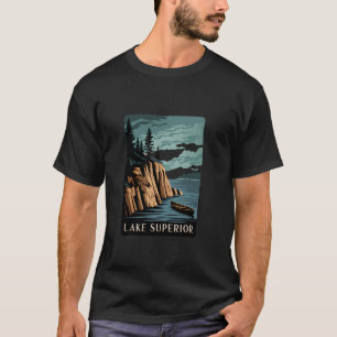 Lake Superior Scenic Illustration Beauty Nature T-Shirt