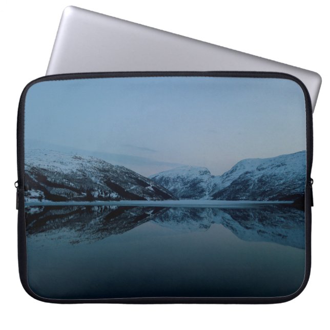 LAKE SURROUNDED BY MOUNTAINS LAPTOP SLEEVE (Front)