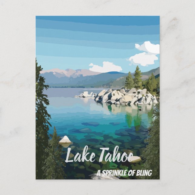 Lake Tahoe A sprinkle California & Nevada Postcard (Front)