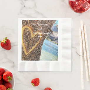 Lake Tahoe Blue Water Tree Heart Love Napkin