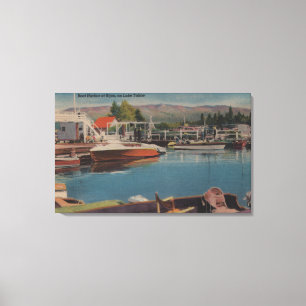 Lake Tahoe, CA - Boat Harbour at Bijou Wooden Canvas Print