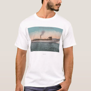 Lake Tahoe, CA - Steamer Tahoe Large Wood Ship T-Shirt