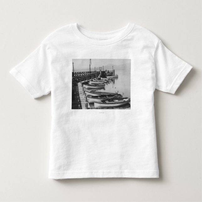 Lake Tahoe, CA - Wooden Boats along Dock Photo Toddler T-Shirt (Front)